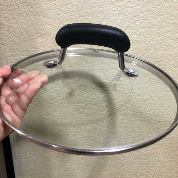 VTG REPLACEMENT LID GLASS STAINLESS STEEL BLACK HANDLE 9.5" + - Picture 3 of 8